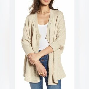 Madewell Seabank Open Front Knit Sweater Long Sleeve Cardigan Beige